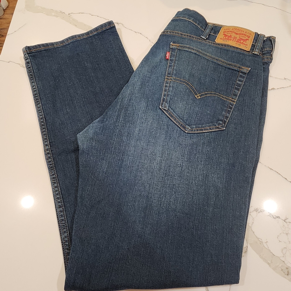 LEVI'S 514 38x32 Mens Denim Jeans Straight Fit Blue Stretch